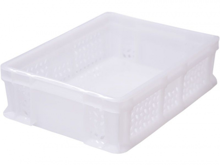 Ящик пластмассовый 400х300х120 арт 701.02.02 перфорированный, дно сплошное, с внешней ручкой (18586, мороз.)