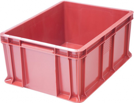 Ящик пластмассовый 400х300х180 арт 702.03.02 сплошной, с внешней ручкой (19443, красный)