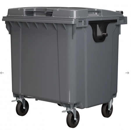 Мусорный контейнер 1100 л с крышкой на 4-х колёсах (серый, 00000070629I)