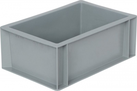 Ящик п/п 300х200х120 сплошной, без ручек, гладкое дно, серый B-3211, арт.800.02
