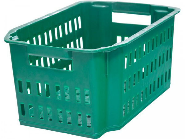 Ящик пластиковый 535х367х252 арт Б364 перфорированный (23051, зеленый)