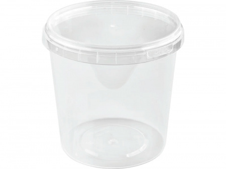 Контейнер (ведро) пластиковый 1 л круглый d-122 мм с прозрачной крышкой