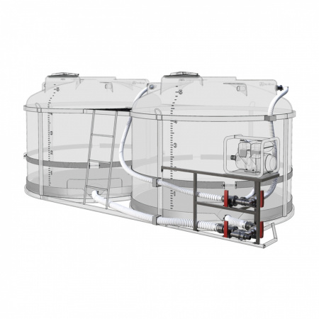 Комплект ПОЛНОГО слива с заправочным модулем и площадкой для мотопомпы G2 на две емкости TRF