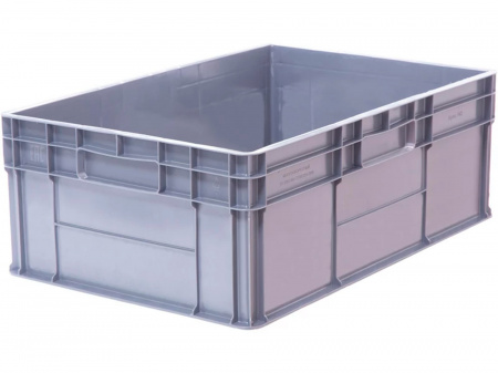 Ящик пластиковый 600х400х220 стенки сплошные, дно усиленное, 4 закрытые ручки