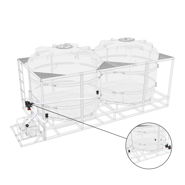 Комплект полного слива торцевой для мотопомпы G2 на две емкости TR