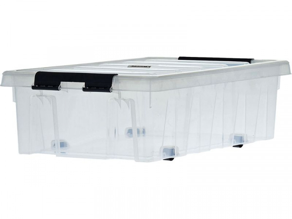Ящик п/п 580х390х180 мм с крышкой и клипсами, на роликах, арт.Rox Box 35 Ящик п/п 580х390х180 мм с крышкой и клипсами, на роликах, арт.Rox Box 35