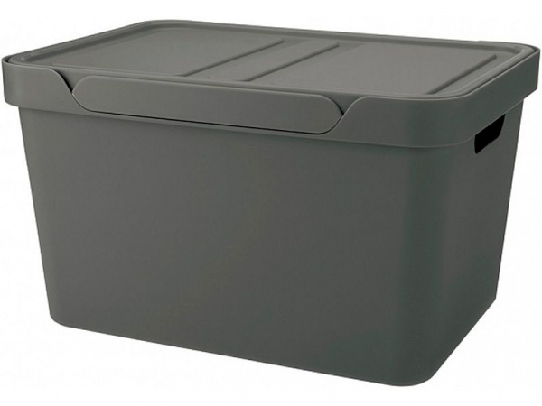 Ящик п/п LUXE 380х276х220 18л  для хранения с крышкой, арт.Luxe 18 (22926, серый)