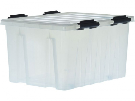 Ящик п/п 740х565х400 мм с крышкой и клипсами, на роликах, арт.Rox Box 120 (18714, прозрачный)