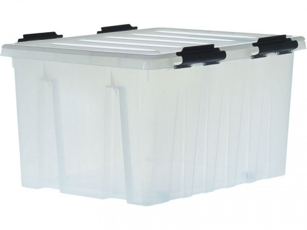 Ящик п/п 740х565х400 мм с крышкой и клипсами, на роликах, арт.Rox Box 120 (18714, прозрачный) Ящик п/п 740х565х400 мм с крышкой и клипсами, на роликах, арт.Rox Box 120 (18714, прозрачный)