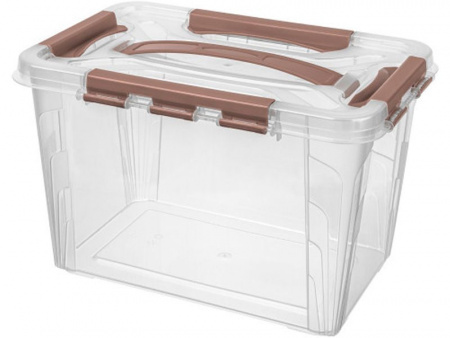 Ящик п/п GRAND BOX 290х190х180 6,65 л для хранения с крышкой с замками, коричневый, арт.GRAND BOX 6,65