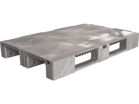 Пластиковый поддон (паллет) 1200x800х150 сплошной на 3-х полозьях (12121, серый)