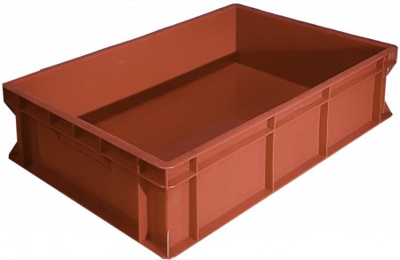 Ящик пластиковый 600х400х150 арт 418-4 сплошной, закрытые ручки (красный)