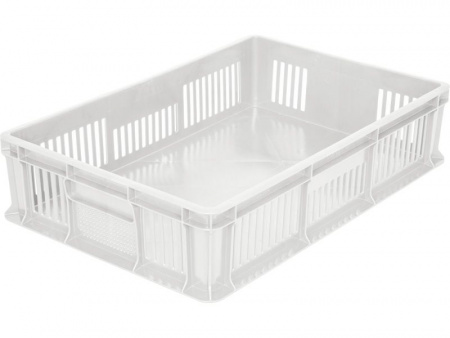 Ящик пластмассовый 600х400х140 арт 705.02.02 перфорированный, дно сплошное, без ручек (17197, натуральный)