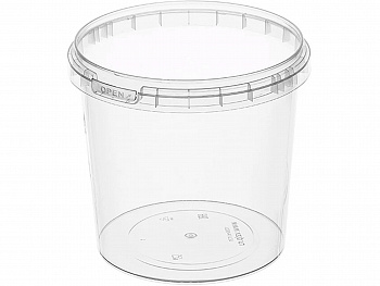 Ведро пластиковое 1 л круглое d-131 мм с прозрачной крышкой