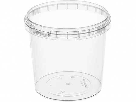 Ведро пластиковое 1 л круглое d-131 мм с прозрачной крышкой