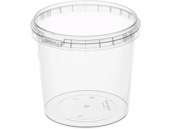 Ведро пластиковое 1 л круглое d-131 мм с прозрачной крышкой