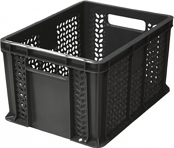 Ящик пластмассовый 400х300х230 арт 703.02.01 перфорированный, дно сплошное, с ручками Ящик пластмассовый 400х300х230 арт 703.02.01 перфорированный, дно сплошное, с ручками
