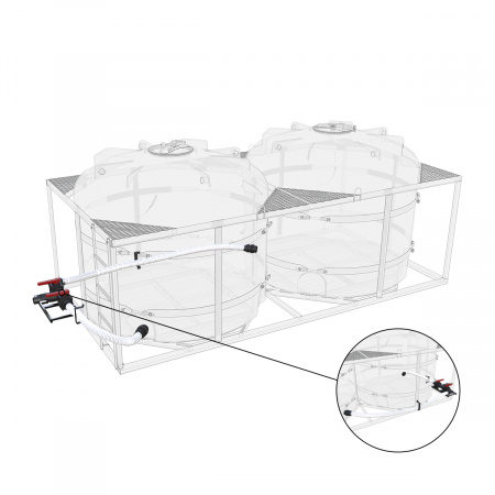 Комплект слива торцевой с кранами G3 на две емкости TR