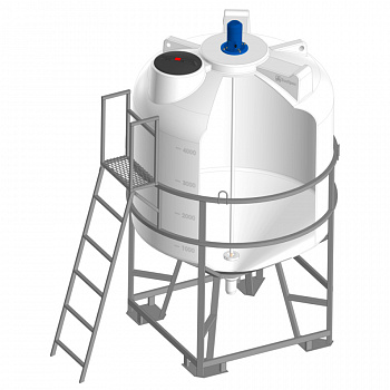 Емкость ЦКТ 5000 с патрубком 110 мм в обрешетке с лестницей с турбинной мешалкой Емкость ЦКТ 5000 с патрубком 110 мм в обрешетке с лестницей с турбинной мешалкой