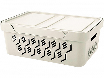 Ящик п/п 380х276х140 12 л для хранения, перфорированный, с крышкой, арт.DELUXE 12 Ящик п/п 380х276х140 12 л для хранения, перфорированный, с крышкой, арт.DELUXE 12