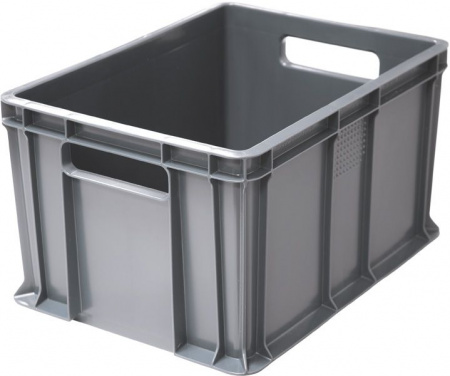 Ящик пластмассовый 400х300х230 арт 703.03.01 сплошной с ручками (19446, серый)