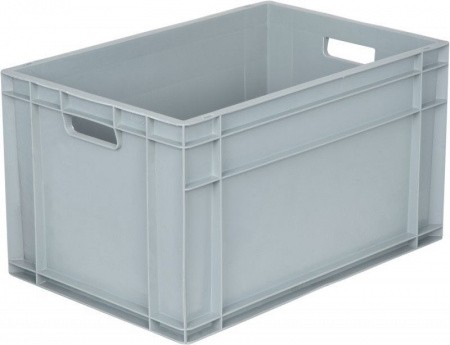 Ящик п/п 600х400х340 сплошной, с ручками, дно с усилением, серый B-4633, арт.811.01