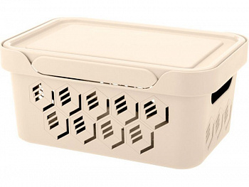 Ящик п/п 270х190х120 4,6 л для хранения, перфорированный, с крышкой, арт.DELUXE 4,6