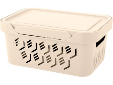 Ящик п/п 270х190х120 4,6 л для хранения, перфорированный, с крышкой, арт.DELUXE 4,6