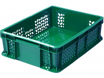 Ящик пластмассовый 400х300х120 арт 701.02.02 перфорированный, дно сплошное, с внешней ручкой Ящик пластмассовый 400х300х120 арт 701.02.02 перфорированный, дно сплошное, с внешней ручкой