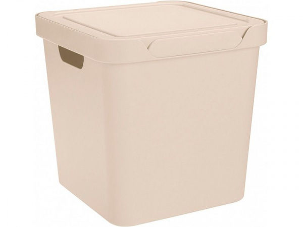 Ящик п/п LUXE 286х286х286 18л  для хранения с крышкой, арт.Luxe 18-2 (22804, бежевый)
