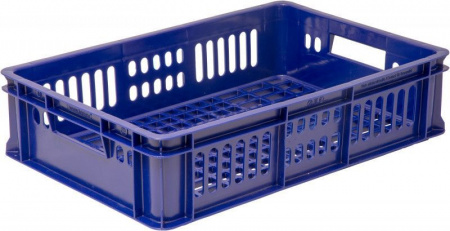 Ящик пластиковый 600х400х150 арт 418 перфорированный (15657, синий) Ящик пластиковый 600х400х150 арт 418 перфорированный (15657, синий)