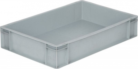 Ящик п/п 600х400х120 сплошной, без ручек, дно с усилением, серый B-4611, арт.807.02