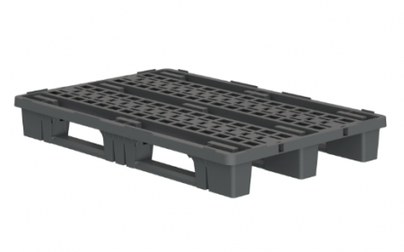 Вкладываемый перфорированный паллет 1200х800х153 на 3-х полозьях с бортиком (00000110319I, серый R)