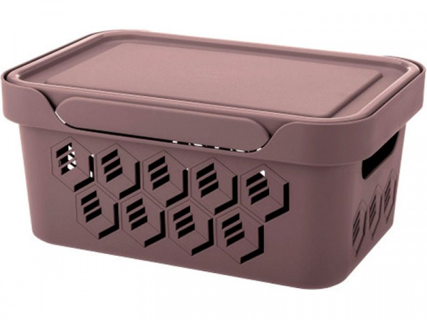 Ящик п/п 270х190х120 4,6 л для хранения, перфорированный, с крышкой, арт.DELUXE 4,6 (22803, коричневый) Ящик п/п 270х190х120 4,6 л для хранения, перфорированный, с крышкой, арт.DELUXE 4,6 (22803, коричневый)