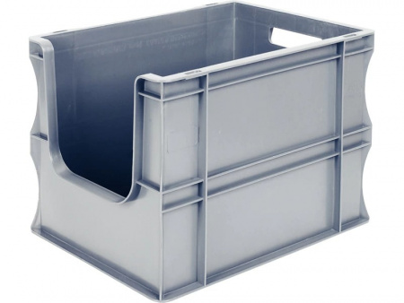 Ящик пластиковый SPK 400х300х290 с вырезом серый Ящик пластиковый SPK 400х300х290 с вырезом серый