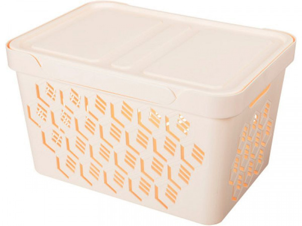 Ящик п/п 380х276х220 18 л для хранения, перфорированный, с крышкой, арт.DELUXE 18 Ящик п/п 380х276х220 18 л для хранения, перфорированный, с крышкой, арт.DELUXE 18