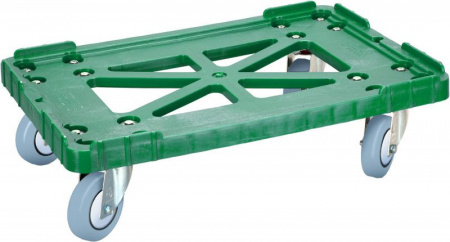 Тележка для ящиков 600х400 мм, серые резиновые колеса, арт 508-2 (08173, зеленый)