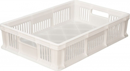 Ящик пластмассовый 600х400х140 арт 705.01.01 перфорированный с ручками (16400, мороз.)