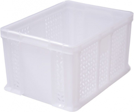 Ящик пластмассовый 400х300х230 арт 703.02.02 перфорированный, дно сплошное, с внешней ручкой (18644, мороз.)