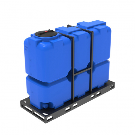 Бак (емкость) прямоугольный пластиковый ST 2000 л с патрубками 100мм в обрешетке с резьбовой крышкой