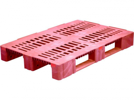Паллет п/э 1200х800х150 перфорированный, усиленный (версия 2), на 3-х полозьях, арт.TR 1208-3-2 (22181, красный)
