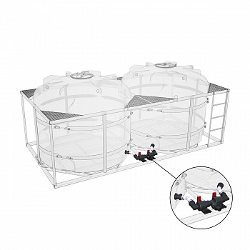 Комплект слива боковой с кранами G2 на две емкости TR