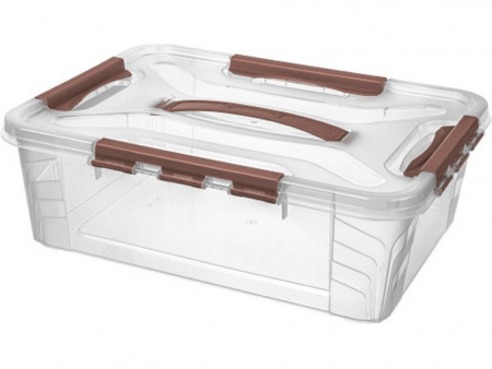 Ящик п/п GRAND BOX 390х290х124 10 л для хранения с крышкой с замками, коричневый, арт.GRAND BOX 10