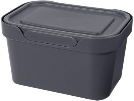Ящик п/п Luxe 189х132х110 1,9 л  для хранения с крышкой, арт.Luxe 1,9 (22306, серый)