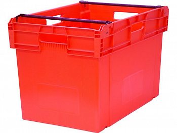 Ящик п/э 600х400х407 со складываемыми ручками красный, арт B-544