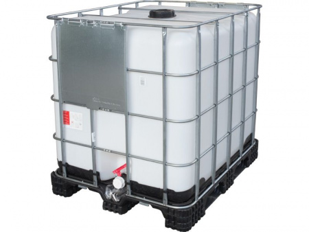 Пластиковая емкость 1000 литров с краном (Еврокуб) на пластиковом поддоне, арт.UC 1000 пп