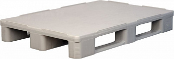 Паллет 1200х800х160 мм (усиленный cплошной на3-х полозьях) гигиенический серый, арт.IR 1208-3R-G-H