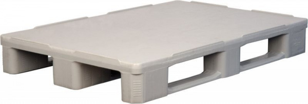 Паллет 1200х800х160 мм (усиленный cплошной на3-х полозьях) гигиенический серый, арт.IR 1208-3R-G-H