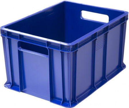 Ящик пластмассовый 400х300х230 арт 703.03.01 сплошной с ручками (18643, синий)