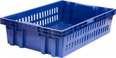 Ящик хлебный 600х400х152,5 арт 403-2 (1,3 кг) перфорированный (17741, синий)